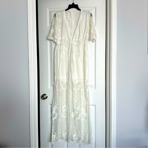 White lace sheer dress size M